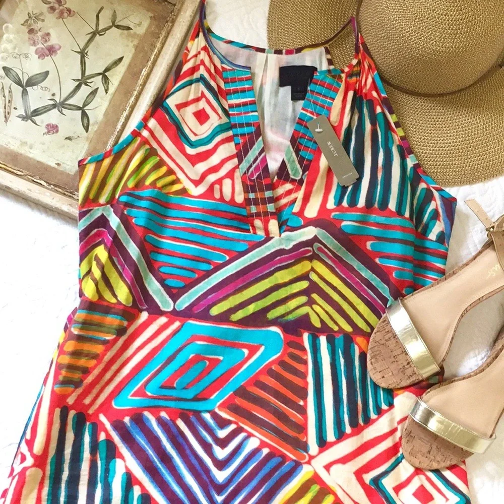 NWT J. Crew Geo Brush Stroke Sundress